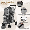 4-in-1 Double Pet Stroller with Detachable Carrier and Travel Carriage-Gray