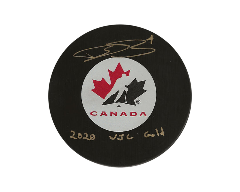 Bowen Byram Autographed Team Canada Autograph Model Puck Inscribed 