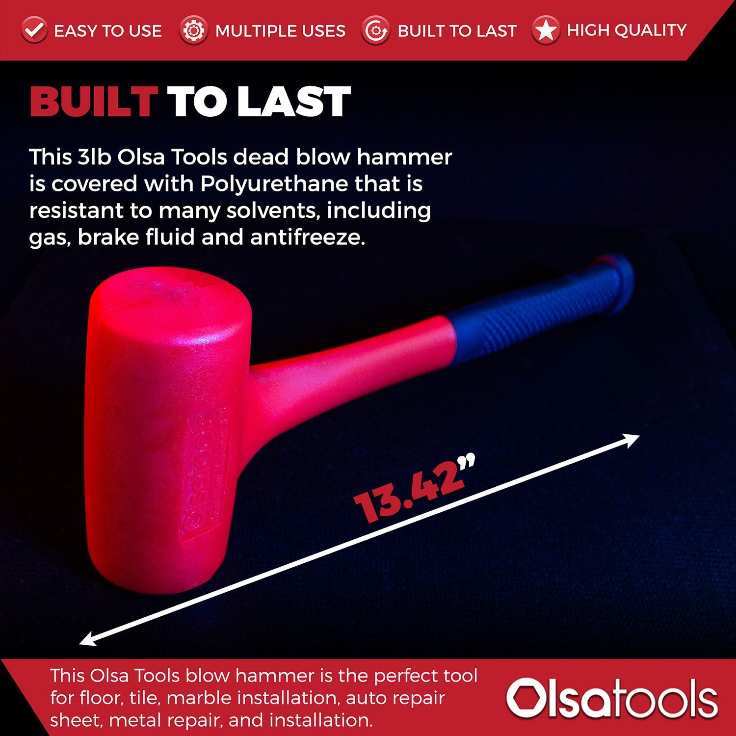 3lb Dead Blow Hammer Polyurethane Head