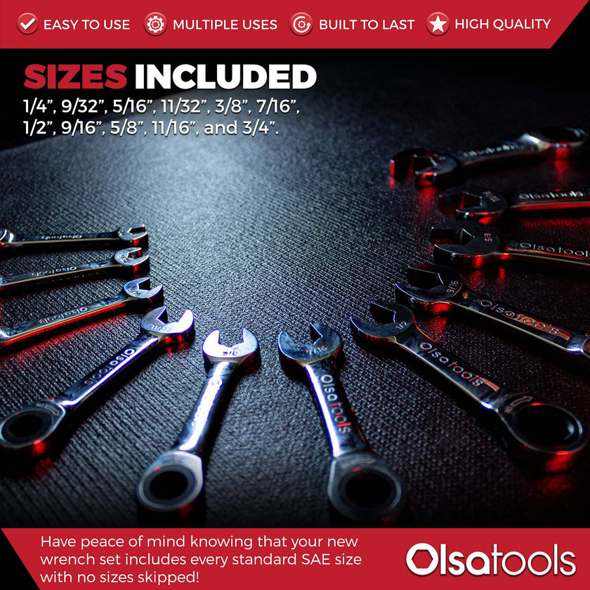 120 Tooth Stubby Ratcheting Wrench Set
