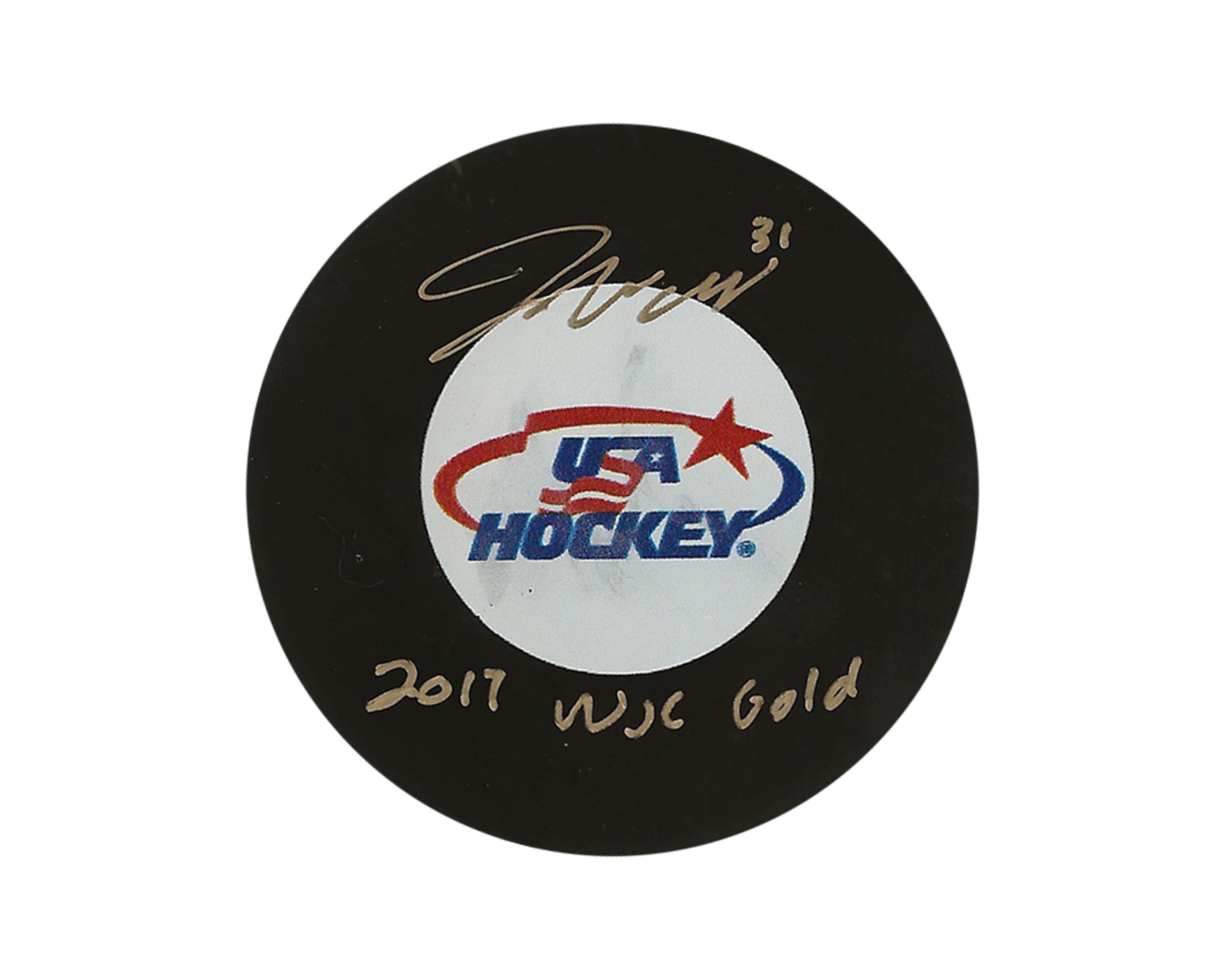 Joseph Woll Autographed Team USA Autograph Model Puck Inscribed 