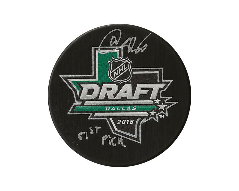 Akil Thomas Autographed 2018 NHL Draft Puck Inscribed 