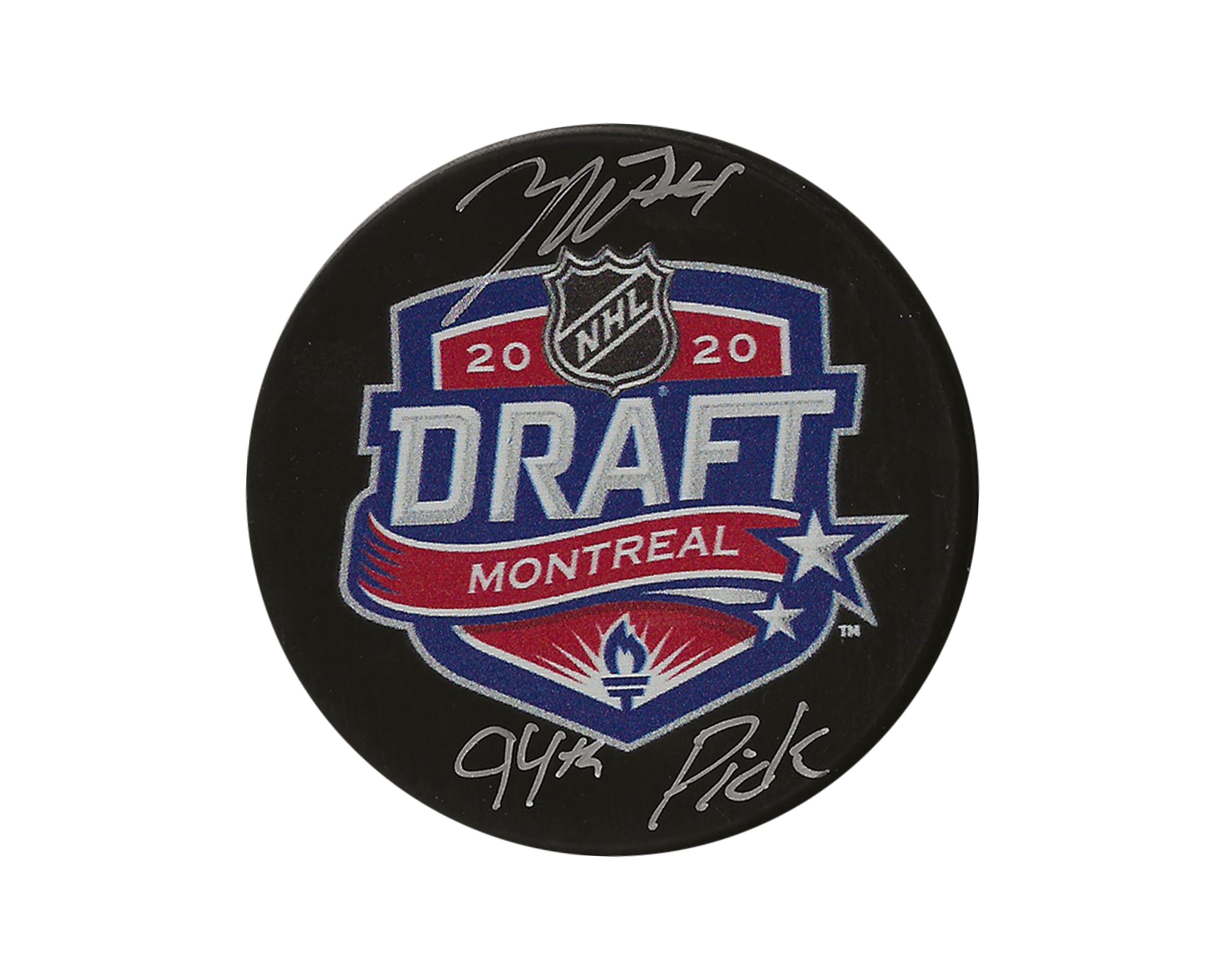 Zayde Wisdom Autographed 2020 NHL Draft Puck Inscribed 