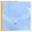 18K Real Gold White Pearl Earrings & Necklace Set (18”)