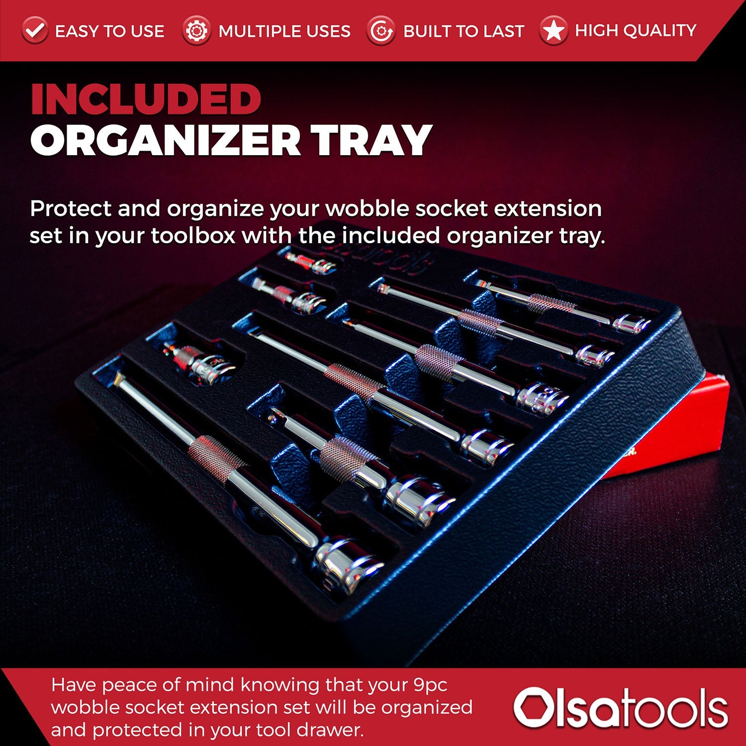 Wobble Socket Extension Set (9pc) | 1/2, 3/8, 1/4