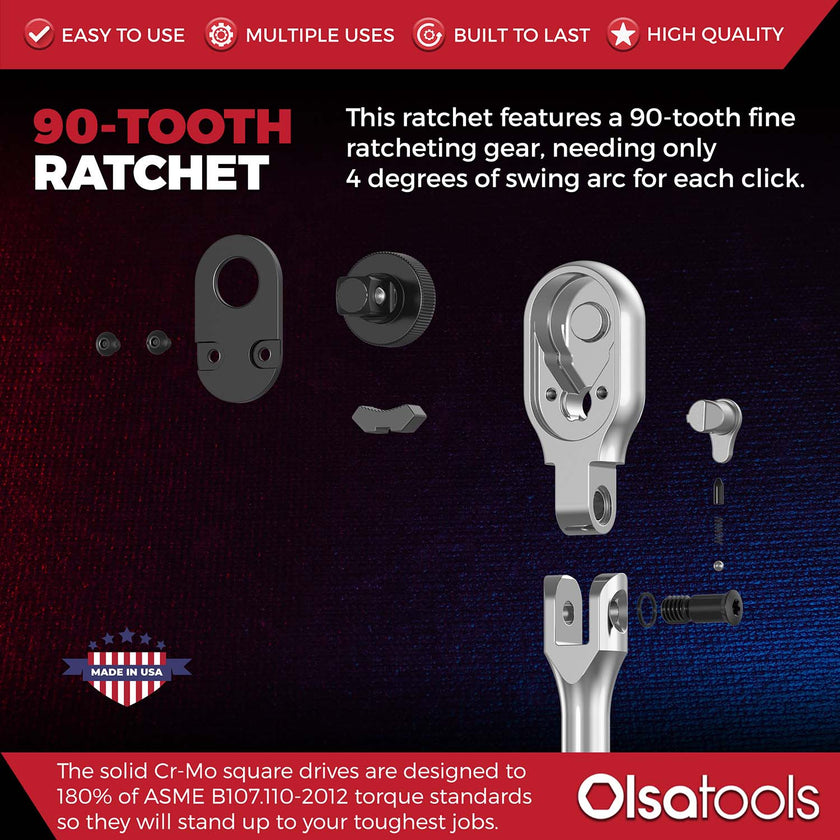 Flex Head Ratchet - 90 Tooth