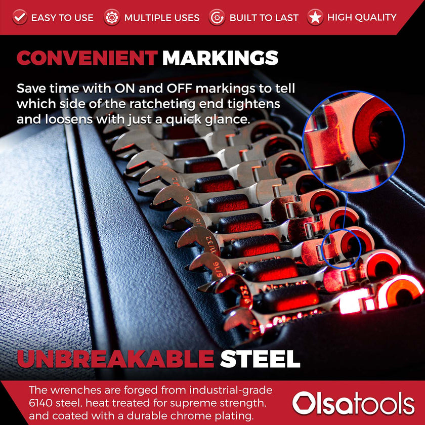 120 Tooth Stubby Ratcheting Wrench Set