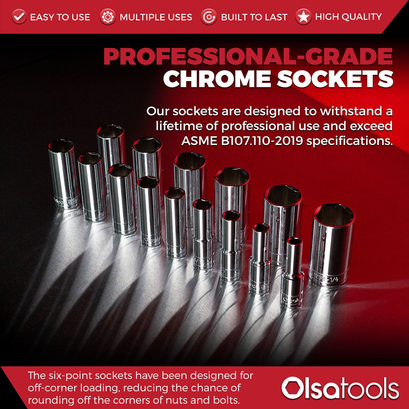 3-Row Magnetic Socket Holder + Chrome and Impact Sockets