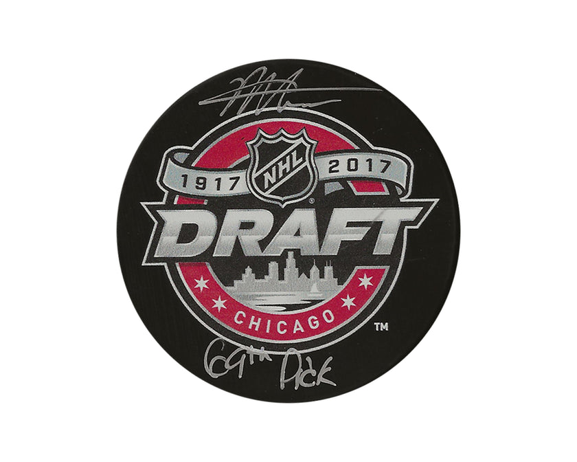 Mackenzie Entwistle Autographed 2017 NHL Draft Puck Inscribed 