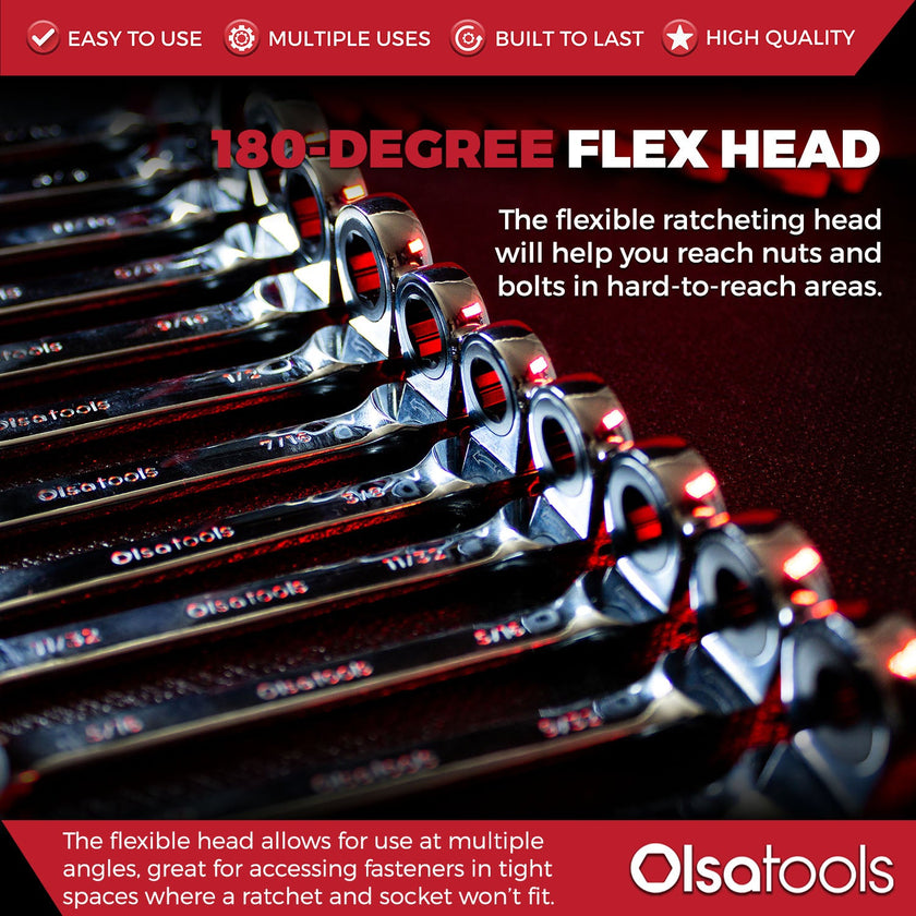 Ratcheting Wrench Set with Magnetic Wrench Organizer