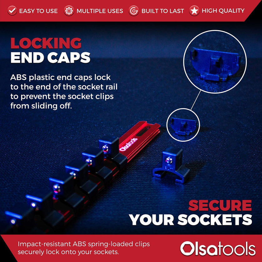 Aluminum Socket Organizer Rails with Locking End Caps