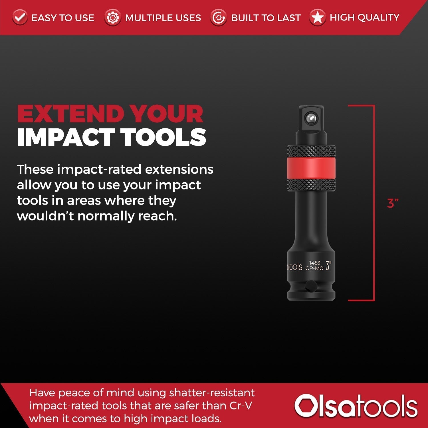 Extension de douille à impact verrouillable