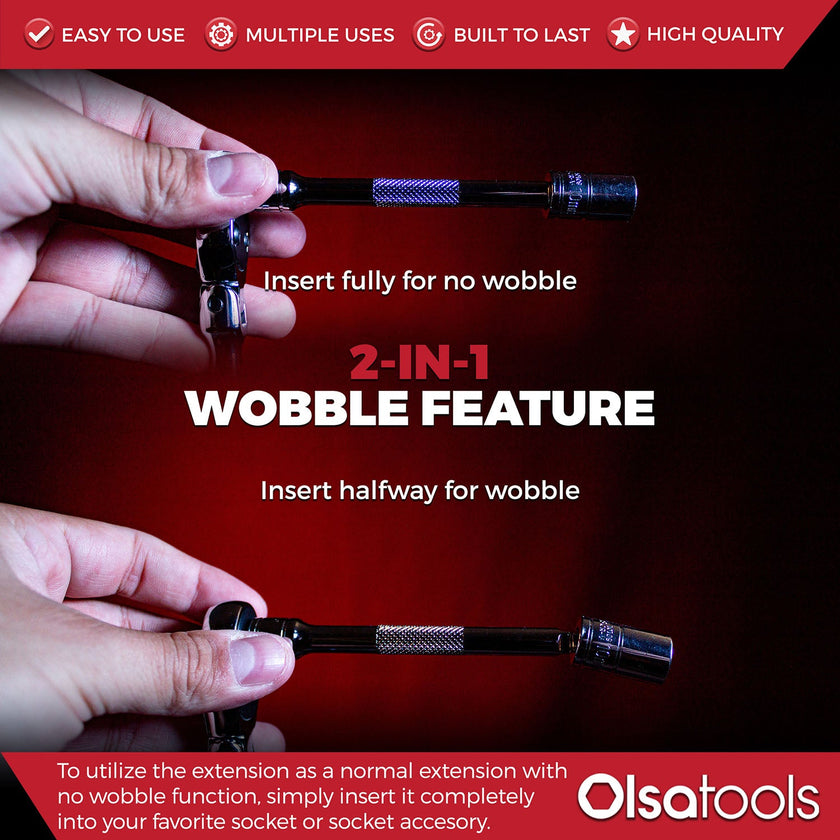 Wobble Socket Extension Set (9pc) | 1/2, 3/8, 1/4