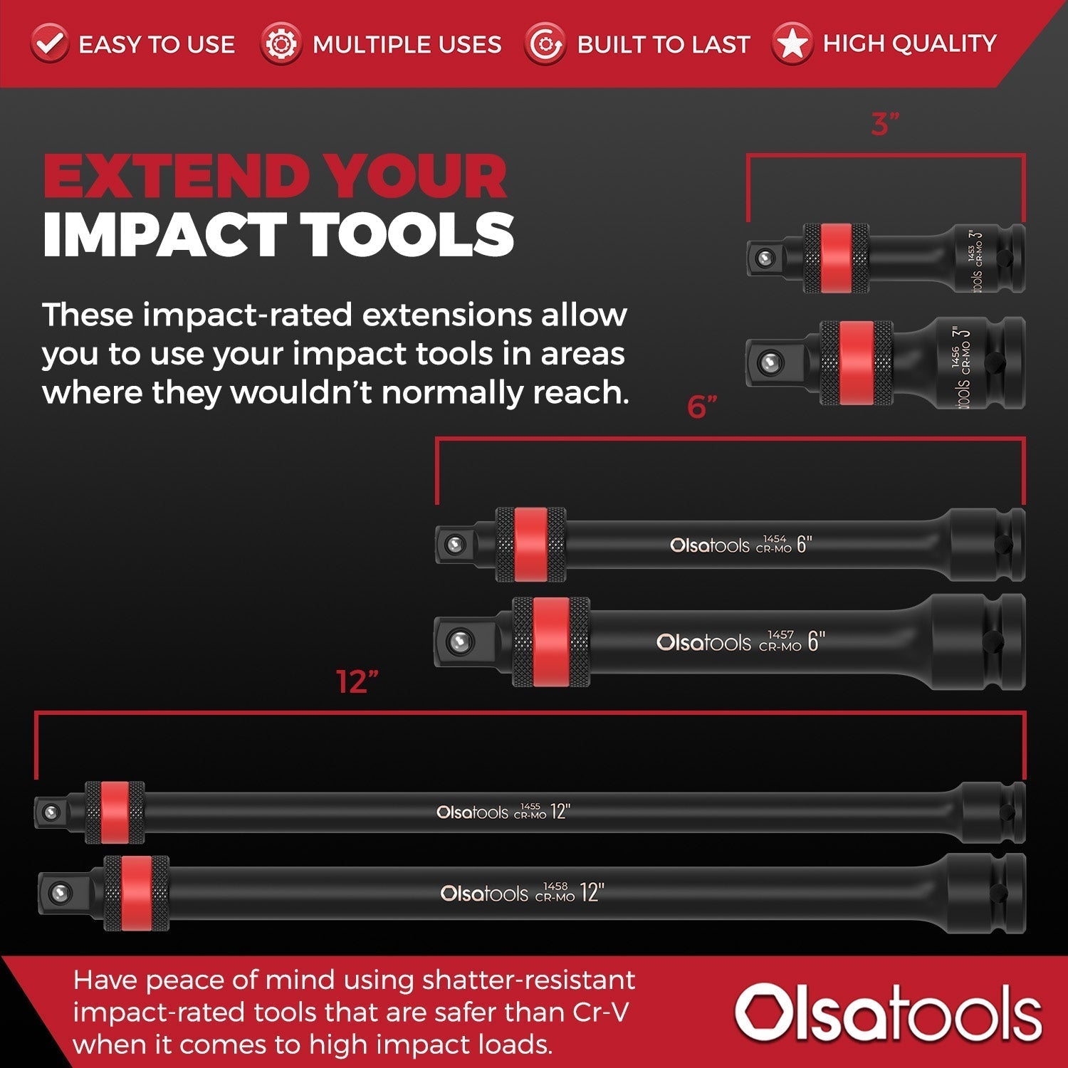 Extension de douille à impact verrouillable