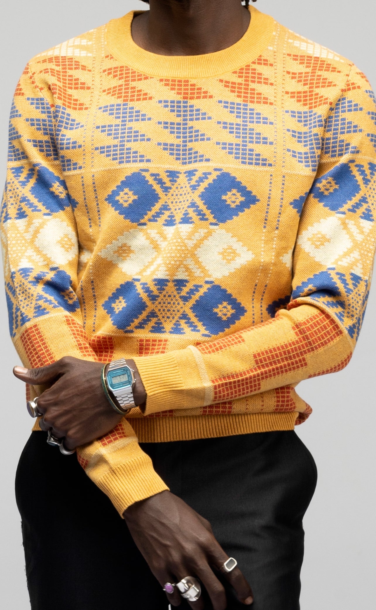 Yellow Kente Knitted Sweater