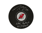 Nathan Bastian Autographed New Jersey Devils Autograph Model Puck Inscribed 