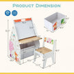 3 in 1 Kids Easel and Play Station Convertible with Chair and Storage Bins-White