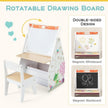 3 in 1 Kids Easel and Play Station Convertible with Chair and Storage Bins-White