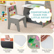 3 in 1 Kids Easel and Play Station Convertible with Chair and Storage Bins-Gray