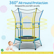 Mini Trampoline for Kids with Safety Enclosure Net and Foam Handles-Yellow