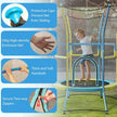 Mini Trampoline for Kids with Safety Enclosure Net and Foam Handles-Yellow