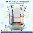 Mini Trampoline for Kids with Safety Enclosure Net and Foam Handles-Orange