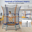 Mini Trampoline for Kids with Safety Enclosure Net and Foam Handles-Orange
