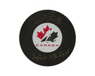 Liam Foudy Autographed Team Canada Autograph Model Puck Inscribed 