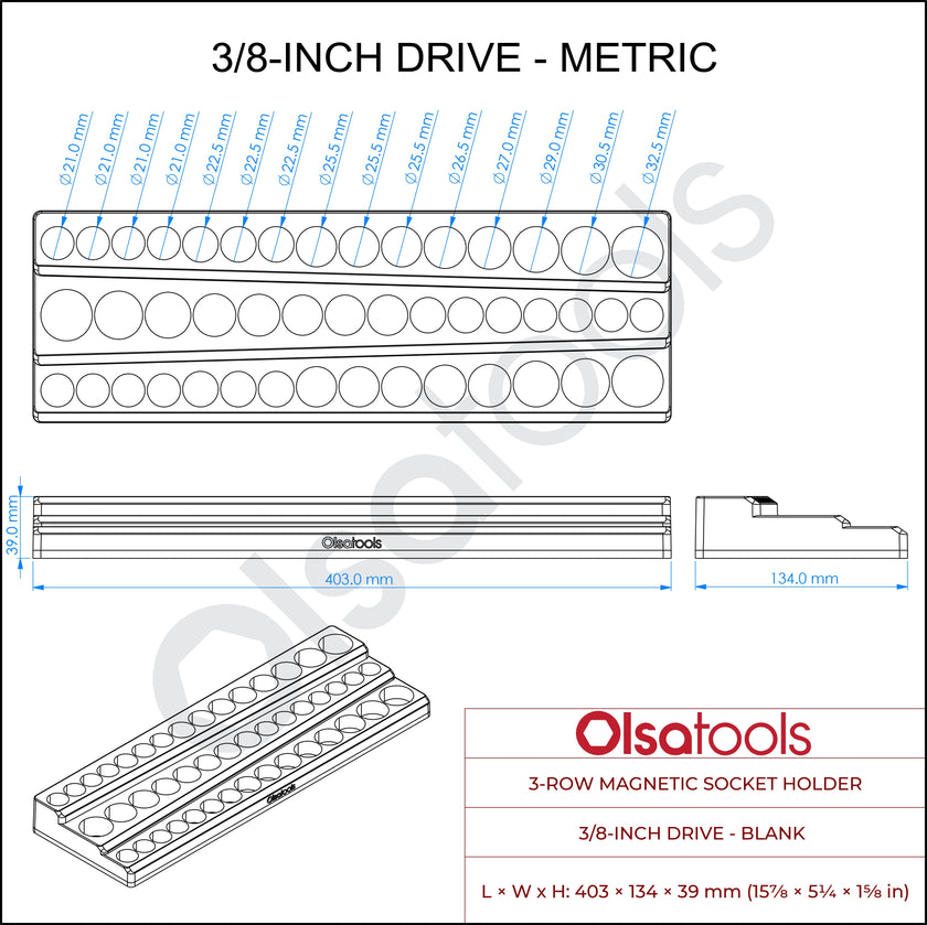 3-Row Magnetic Socket Holder