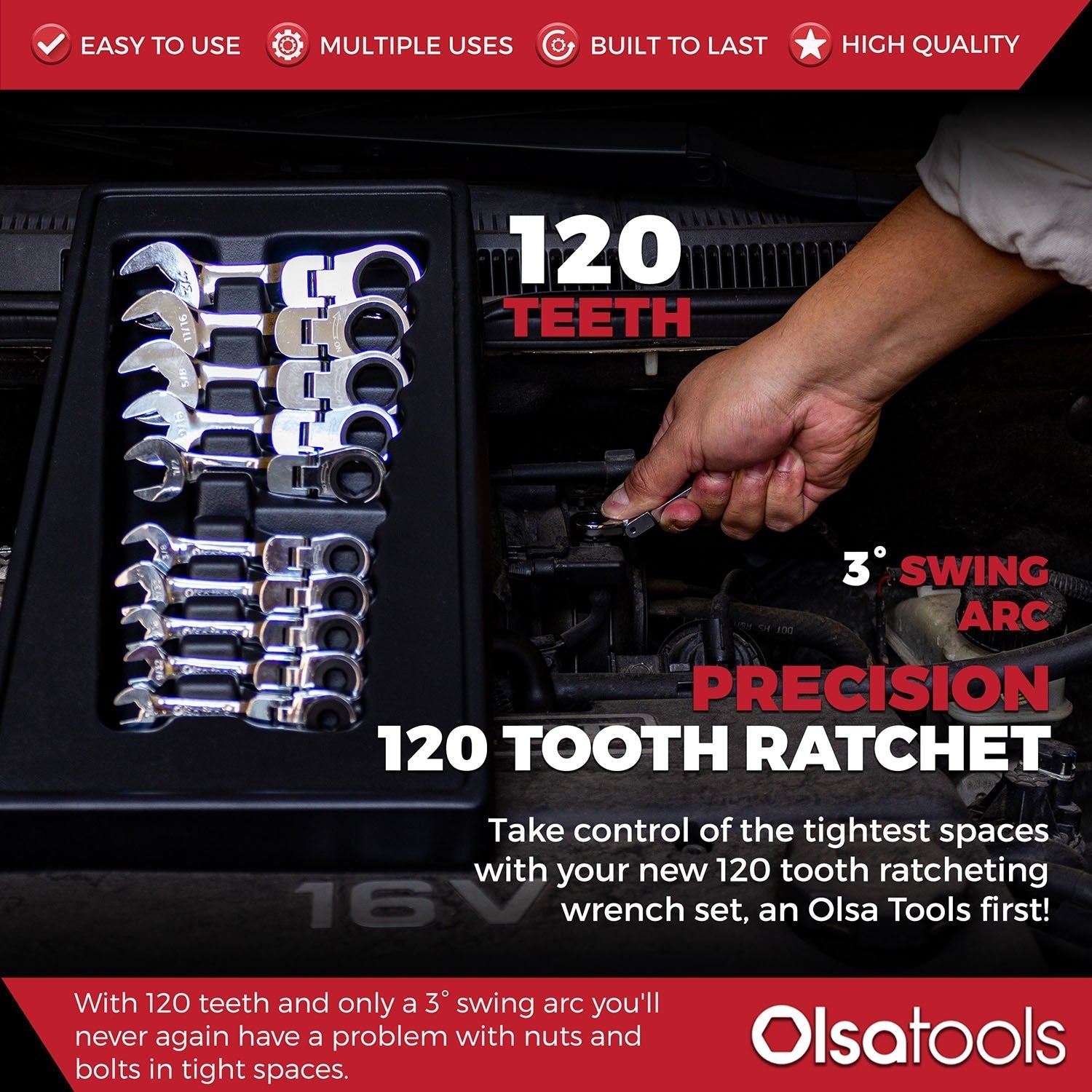 120 Tooth Stubby Ratcheting Wrench Set