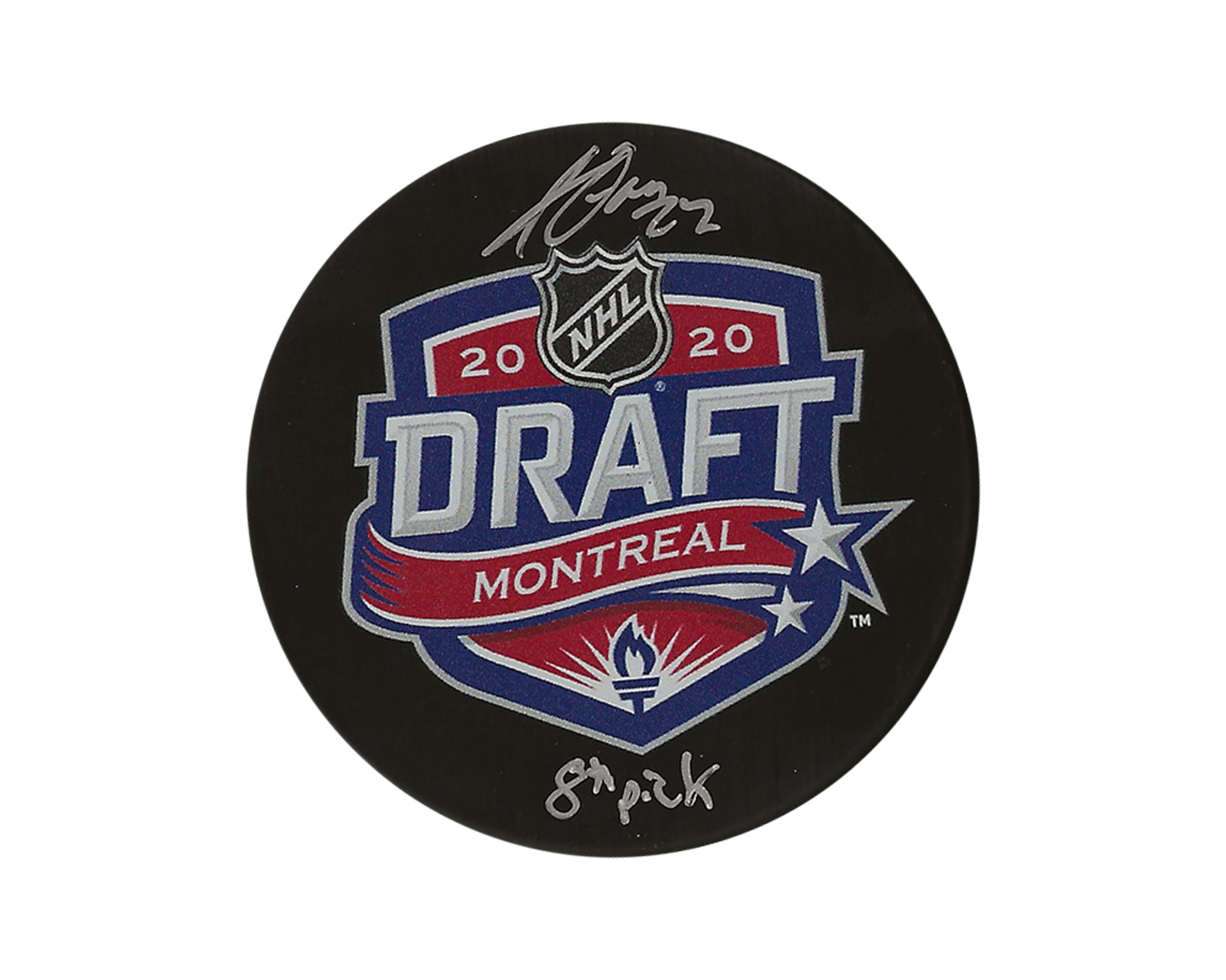Jack Quinn Autographed 2020 NHL Draft Puck Inscribed 