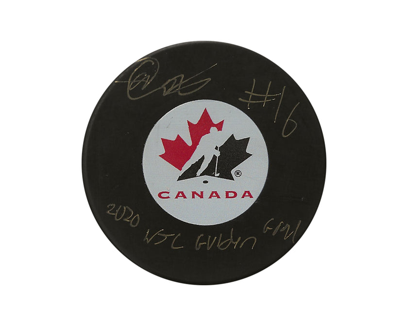 Akil Thomas Autographed Team Canada Autograph Model Puck Inscribed 