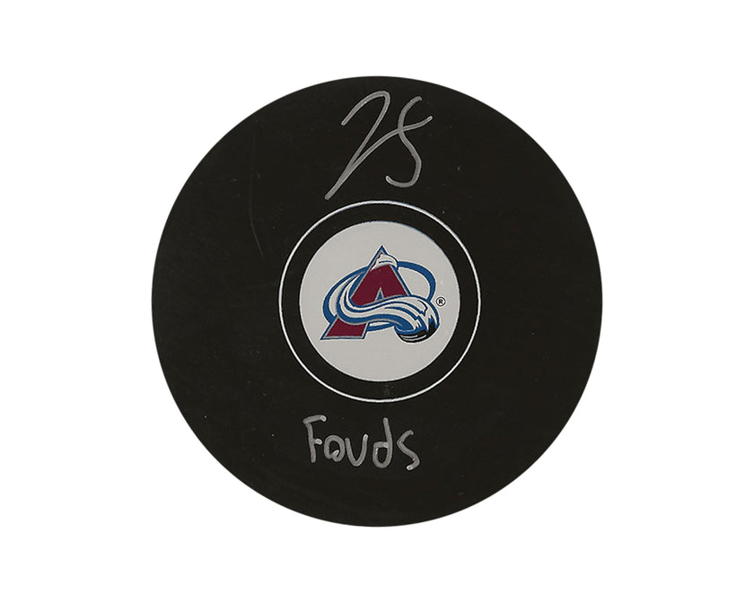 Jean-Luc Foudy Autographed Colorado Avalanche Autograph Model Puck Inscribed 