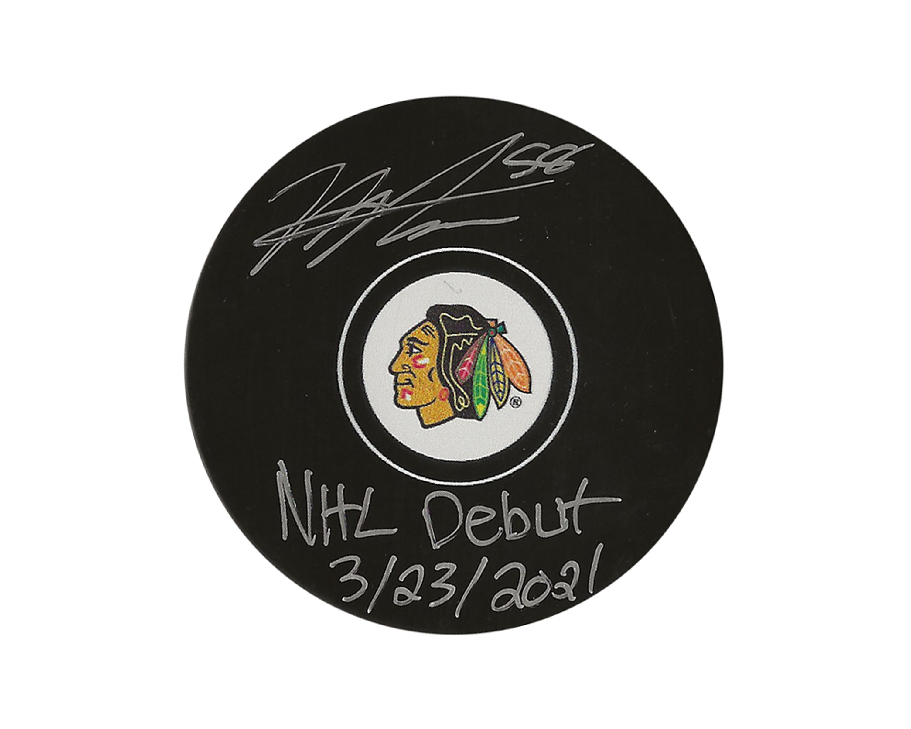 Mackenzie Entwistle Autographed Chicago Blackhawks Autograph Model Puck Inscribed 
