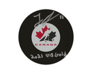 Logan Stankoven Autographed Team Canada Autograph Model Puck Inscribed 