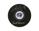 Liam Foudy Autographed Columbus Blue Jackets Autograph Model Puck Inscribed 