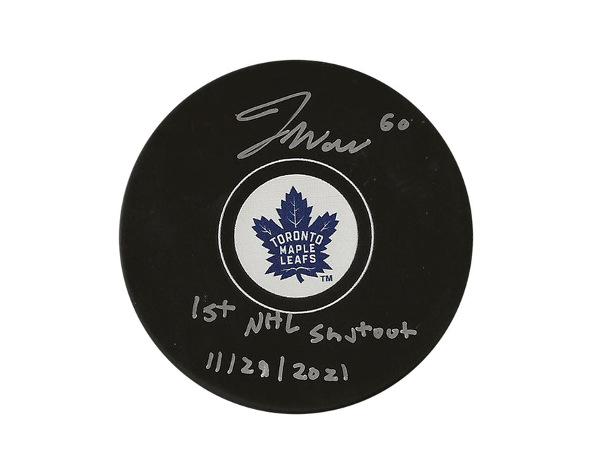 Joseph Woll Autographed Toronto Maple Leafs Autograph Model Puck Inscribed 