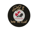Liam Foudy Autographed Team Canada Autograph Model Puck Inscribed 