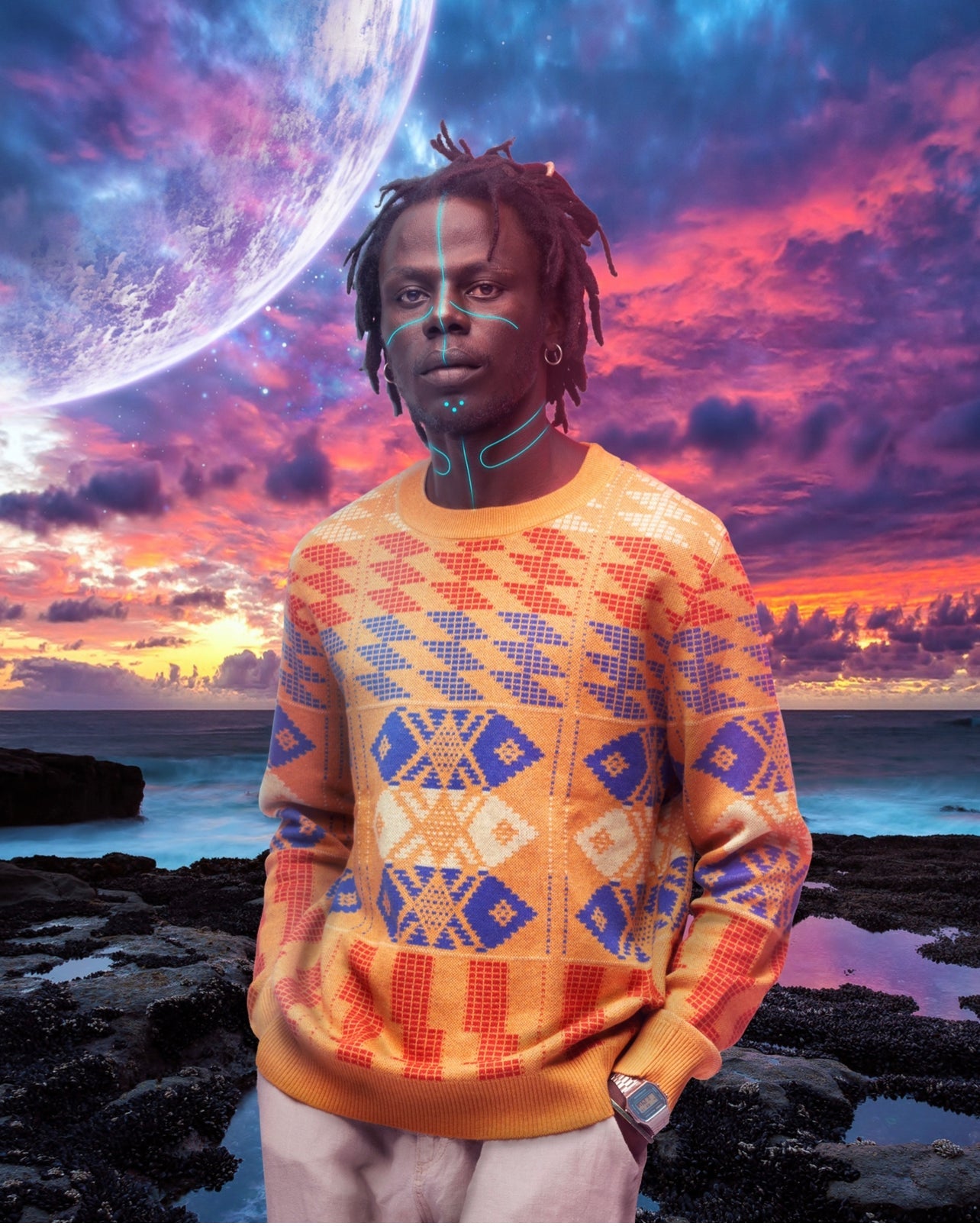 Yellow Kente Knitted Sweater