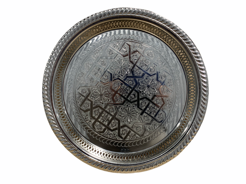 Tayeb Tea Tray Silver Round 40 cm