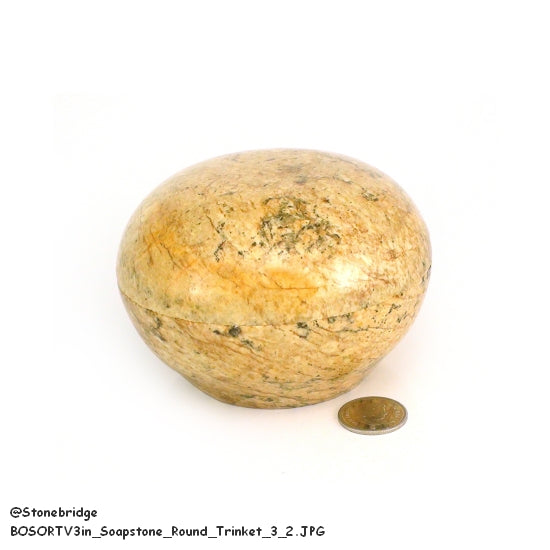 Soapstone Trinket Box - Round Top Varnished 3
