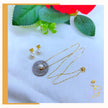 18K Real Gold White Pearl Earrings & Necklace Set (18”)