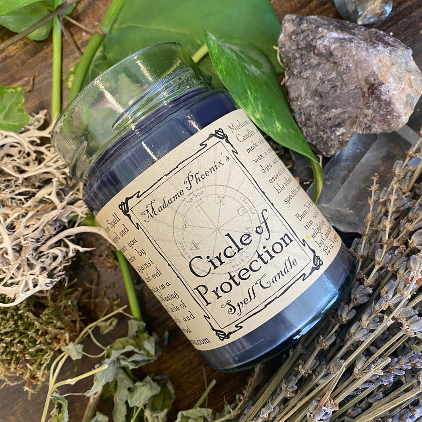 Circle of Protection Magic Spell Candle (Midnight Purple)