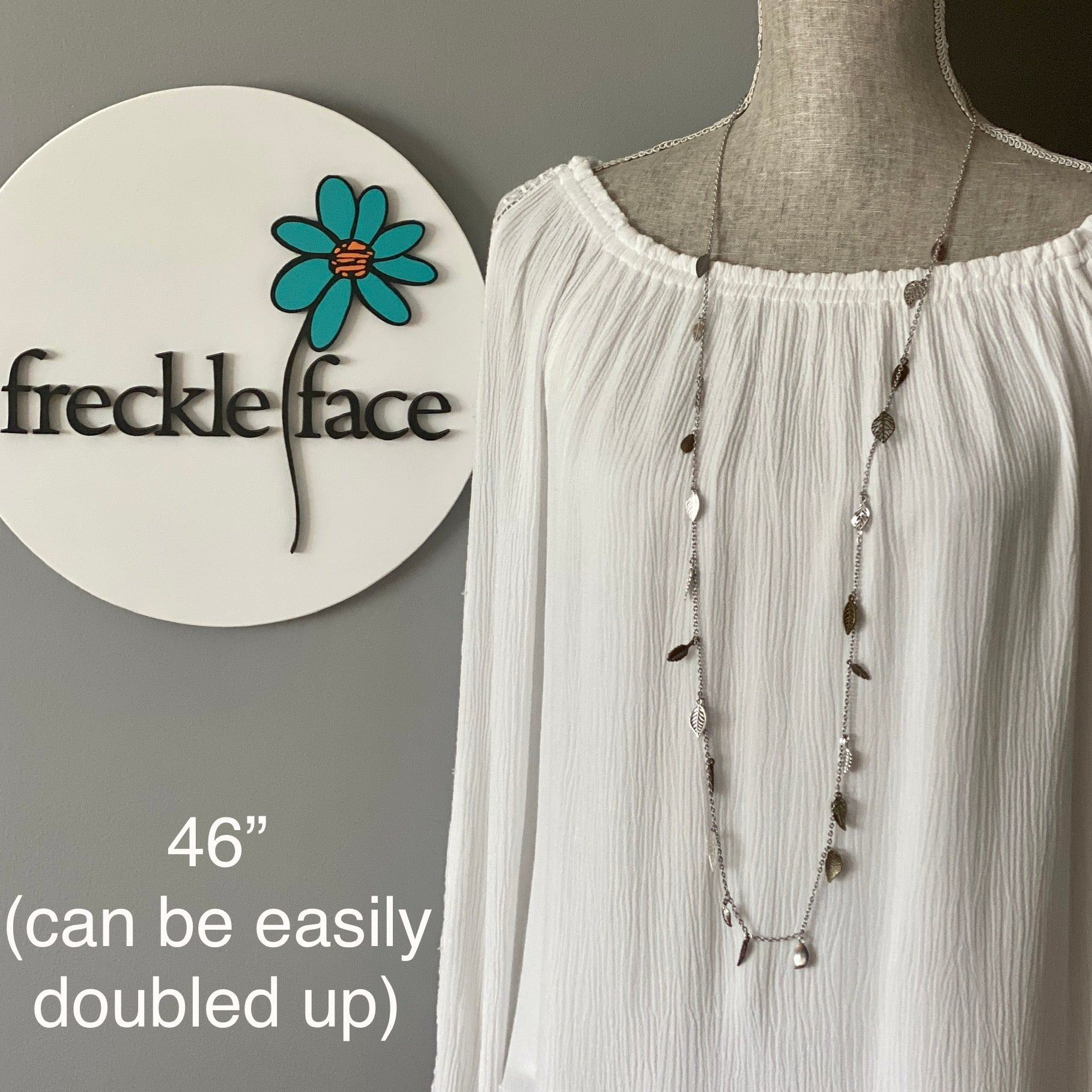 Waterfall Leaf Necklace – Long Layering Chain with Cascading Silver & Mixed Metal Leaves