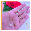 18K Real Gold White Pearl Earrings & Necklace Set (18”)