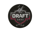 Logan Stankoven Autographed 2021 NHL Draft Puck Inscribed 