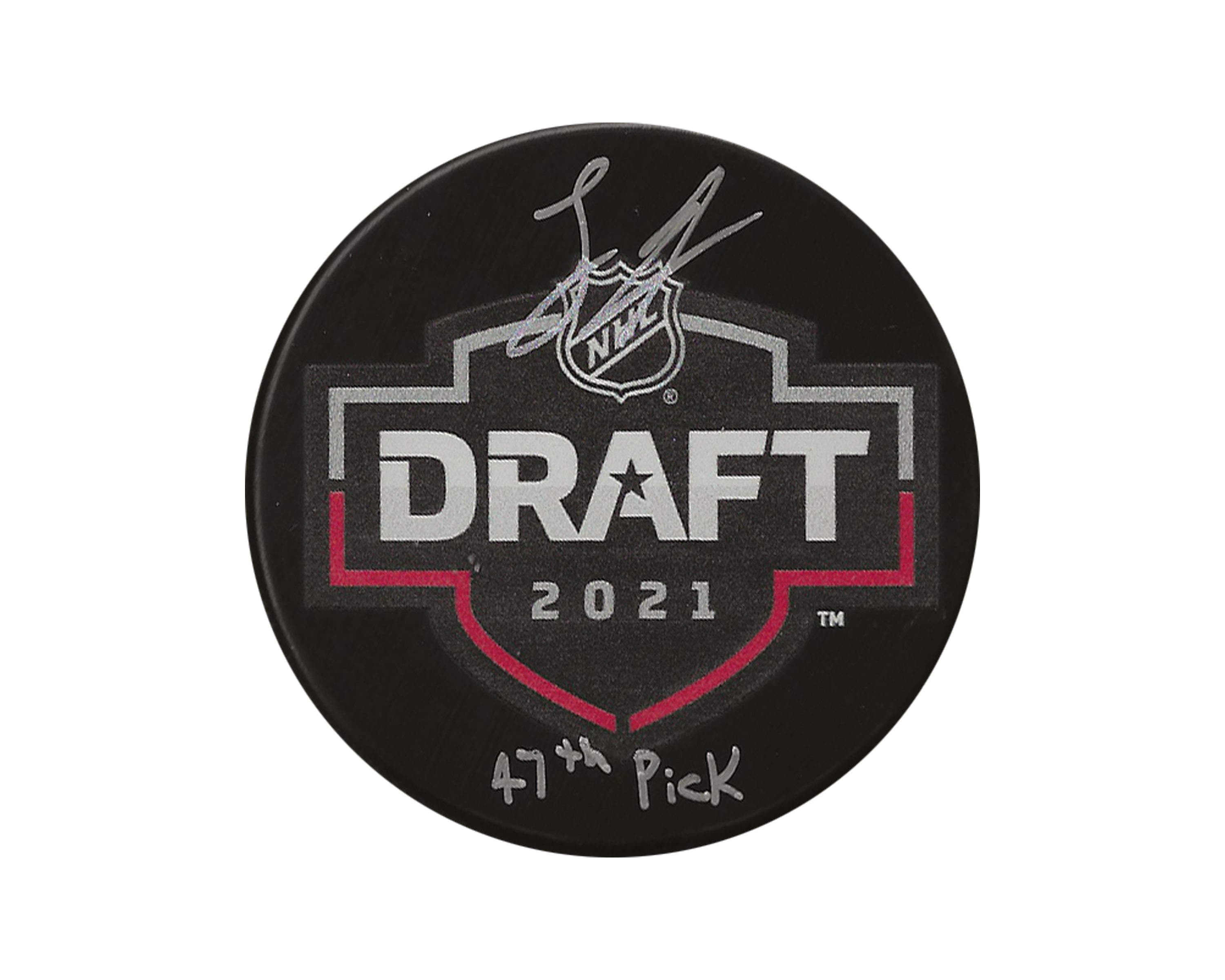 Logan Stankoven Autographed 2021 NHL Draft Puck Inscribed 