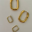 Rectangle Stone Earrings - Gold with White Stone