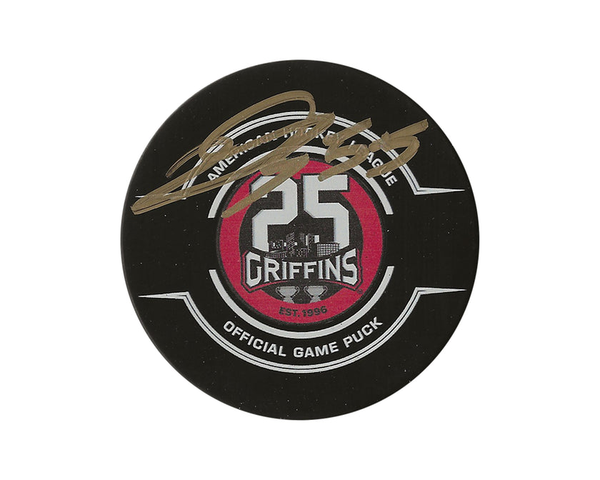 Donovan Sebrango Autographed Grand Rapids Griffins Official Game Puck