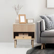 Laura Set of 2 Modern Nightstand with Drawer and Open Shelf-Natural Wood